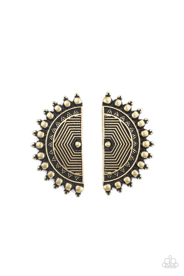 Fiercely Fanned Out Brass HalfCircle Post Earrings Paparazzi Paparazzi Accessories Earrings Fiercely Fanned Out Brass HalfCircle Post Earrings Paparazzi Paparazzi Accessories Earrings