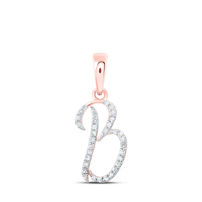 GND Necklaces Gold B Initial Letter Pendant 110 Cttw Round Natural Diamond Womens 066 grams