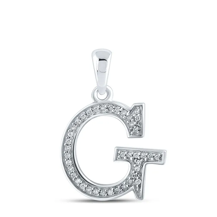 GND Necklaces Gold Initial G Letter Pendant 112 Cttw Round Natural Diamond Womens 068 grams