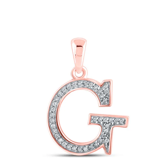 GND Necklaces Gold Initial G Letter Pendant 112 Cttw Round Natural Diamond Womens 068 grams