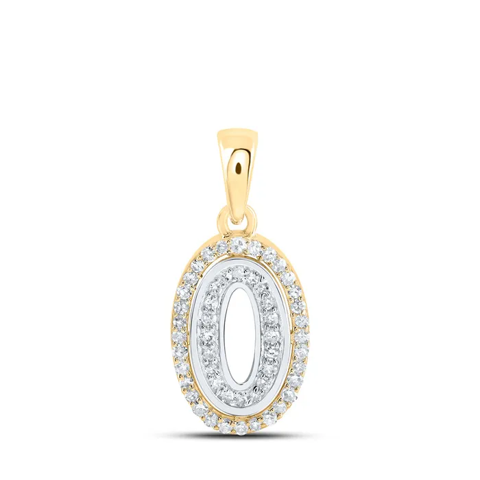 GND Necklaces Gold O Initial Letter Pendant 16 Cttw Round Natural Diamond Womens 078 grams