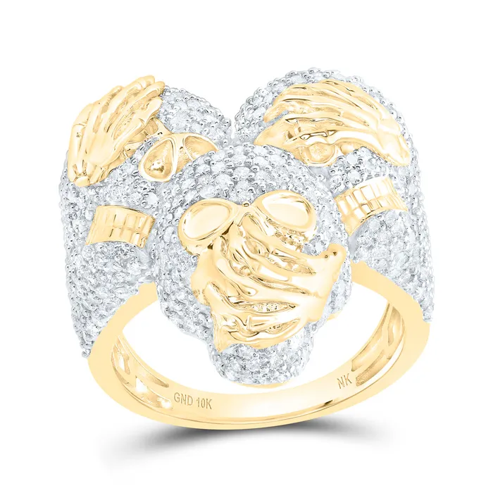 GND Rings 3 38Ctw Dia Nk Skull Mens Ring 1119 grams