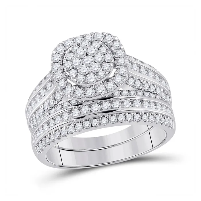 GND Rings Gold Cluster Bridal Wedding Ring Band Set 112 Cttw Round Natural Diamond Womens 571 grams