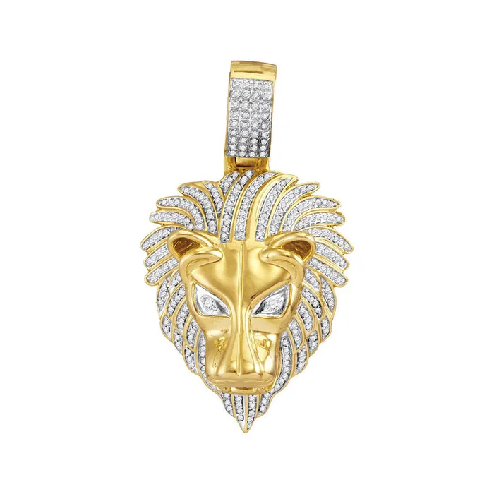 Gold Lion Head Charm Pendant 78 Cttw Round Natural Diamond Mens 1714 grams GND Necklaces Gold Lion Head Charm Pendant 78 Cttw Round Natural Diamond Mens 1714 grams GND Necklaces