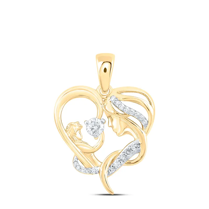 Gold Mother Child Heart Pendant 16 Cttw Round Natural Diamond Womens 255 grams GND Necklaces Gold Mother Child Heart Pendant 16 Cttw Round Natural Diamond Womens 255 grams GND Necklaces