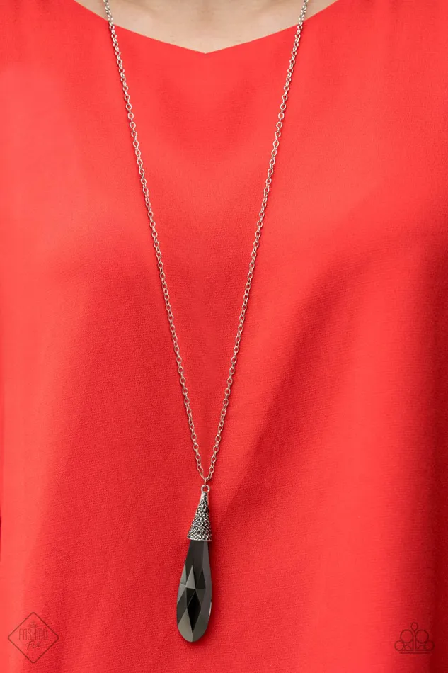 JawDropping Jealous Paparazzi Silver Hematite Teardrop Pendant Fashion Fix March 2019 Exclusive Paparazzi Accessories Necklaces