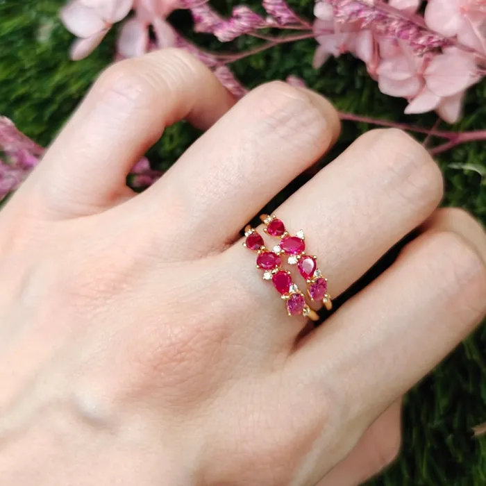 JSL Rings The Legacy Ruby Cluster Ombre Band