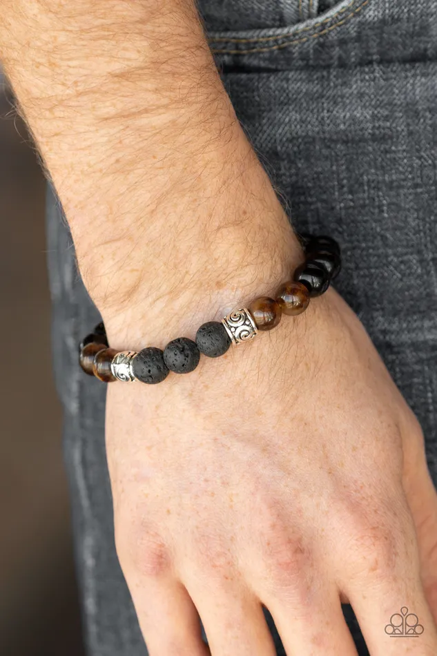 Mantra Paparazzi Brown Black and Silver Bead Lava Rock Stretchy Bracelet Paparazzi Accessories Bracelets Mantra Paparazzi Brown Black and Silver Bead Lava Rock Stretchy Bracelet Paparazzi Accessories Bracelets