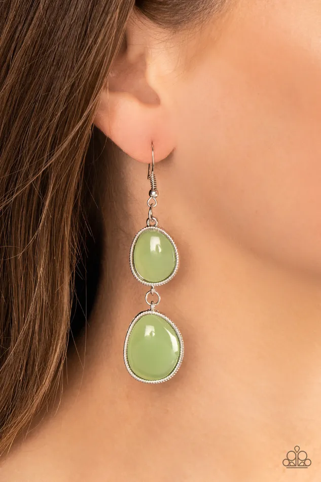 Mediterranean Myth Green Bead Silver Earrings Paparazzi Paparazzi Accessories Earrings