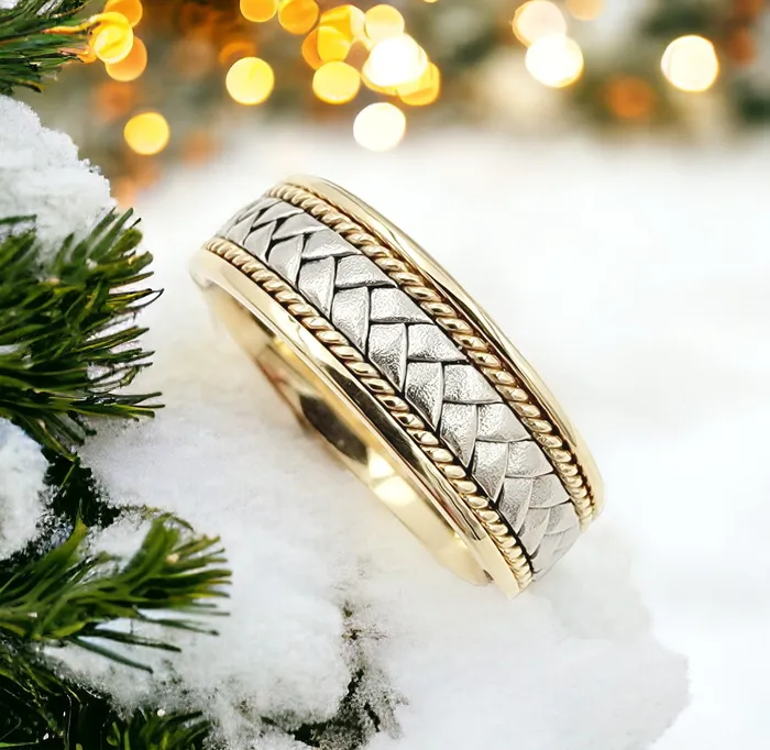 Monaco Jewelers Rings Mens 14k 2 Toned Gold Ring