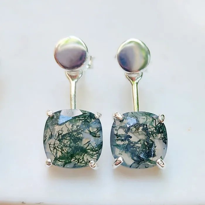 Moss Agate Jacket Dangle Earrings JSL Earrings