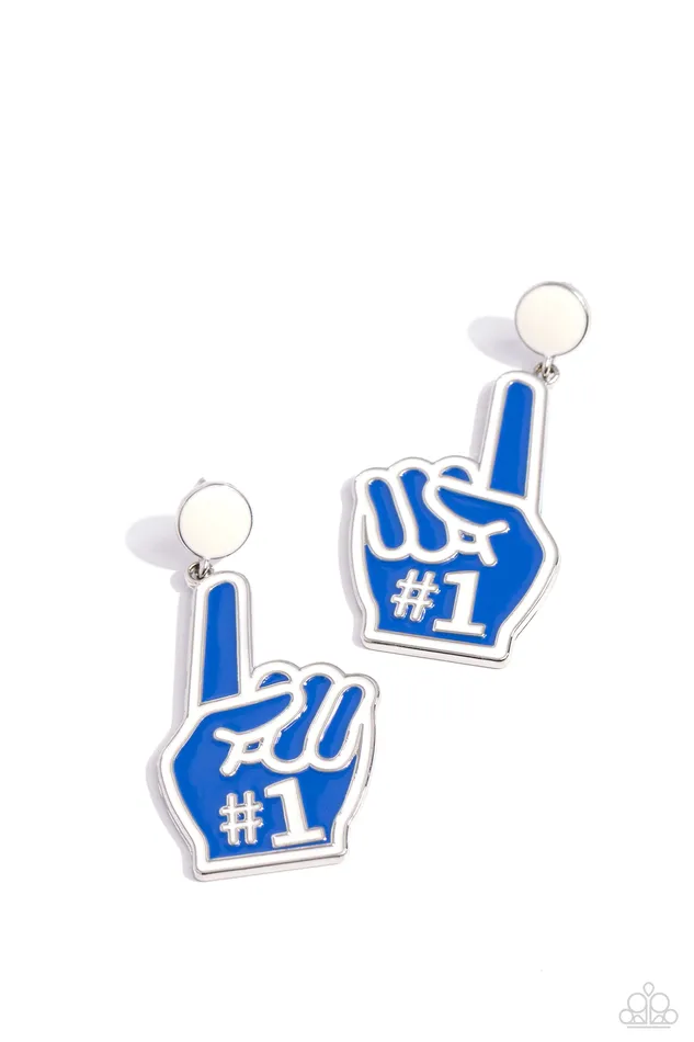 My Number One Blue Sports 1 Finger White Post Earrings Paparazzi Paparazzi Accessories Earrings My Number One Blue Sports 1 Finger White Post Earrings Paparazzi Paparazzi Accessories Earrings