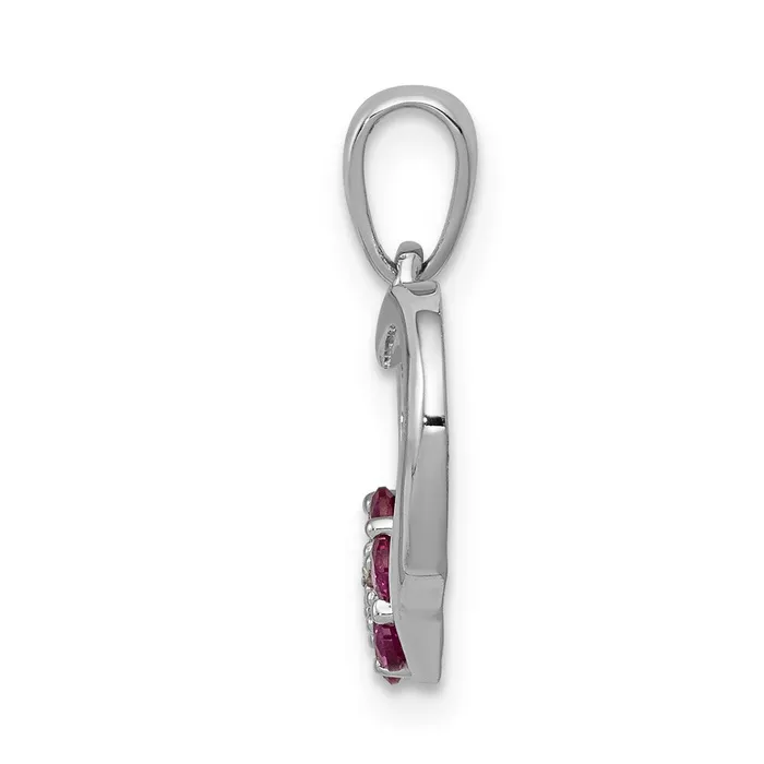 Necklaces 14k White Gold Diamond and Ruby Heart w Flower Pendant 105 grams Qgold Necklaces 14k White Gold Diamond and Ruby Heart w Flower Pendant 105 grams Qgold
