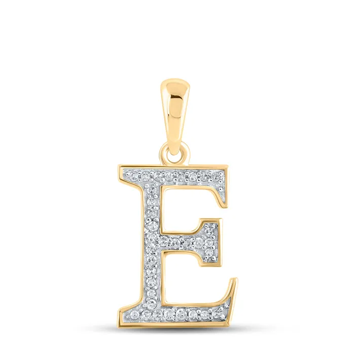 Necklaces Gold Initial E Letter Pendant 112 Cttw Round Natural Diamond Womens 052 grams GND Necklaces Gold Initial E Letter Pendant 112 Cttw Round Natural Diamond Womens 052 grams GND