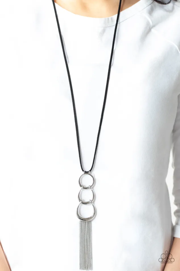 Necklaces Industrial Conquest Black Suede Silver Halfmoon Necklace Paparazzi Accessories