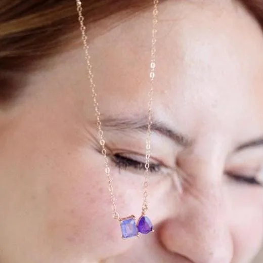 Necklaces JSL The Aurora Tanzanite Toi et Moi Necklace