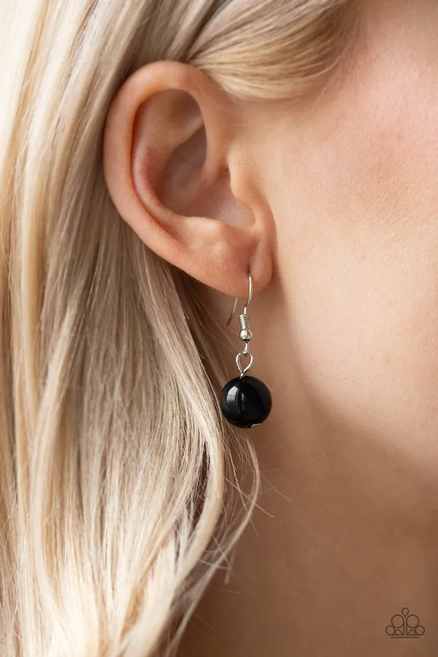 Necklaces Paparazzi Accessories Crystal Charm Paparazzi Black Shiny and Crystallike Bead Silver Necklace