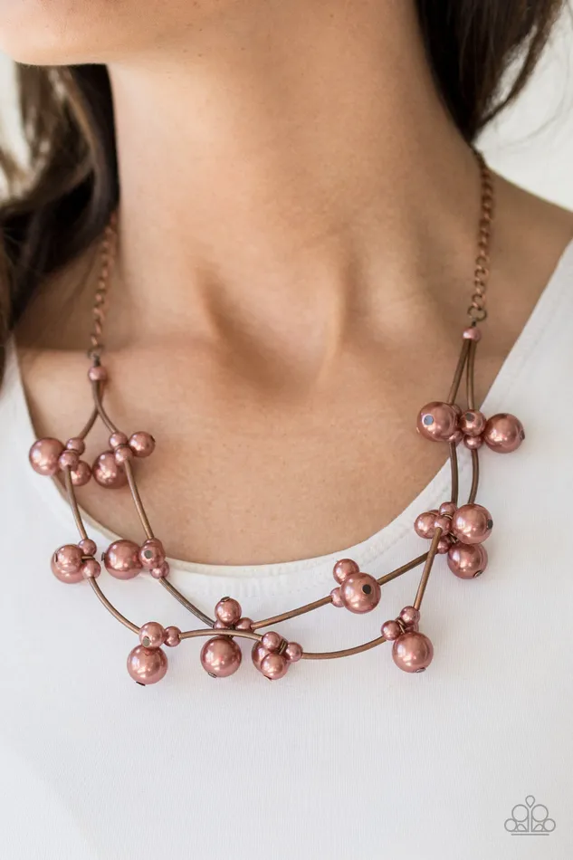Necklaces Paparazzi Accessories Paparazzi Wedding BELLES Copper Pearl Bead Wire Necklace Necklaces Paparazzi Accessories Paparazzi Wedding BELLES Copper Pearl Bead Wire Necklace