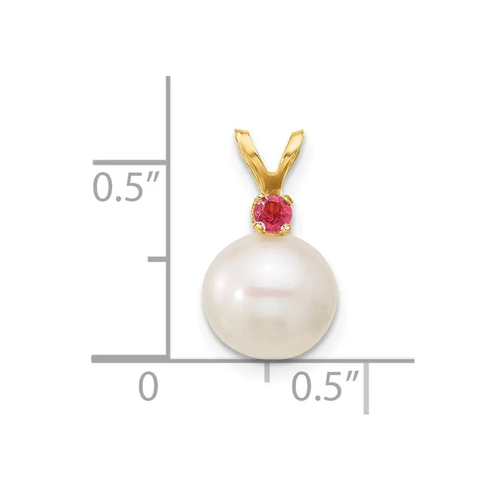Necklaces Qgold 14K Pink Topaz 885mm White Round FWC Pearl Pendant 086 grams
