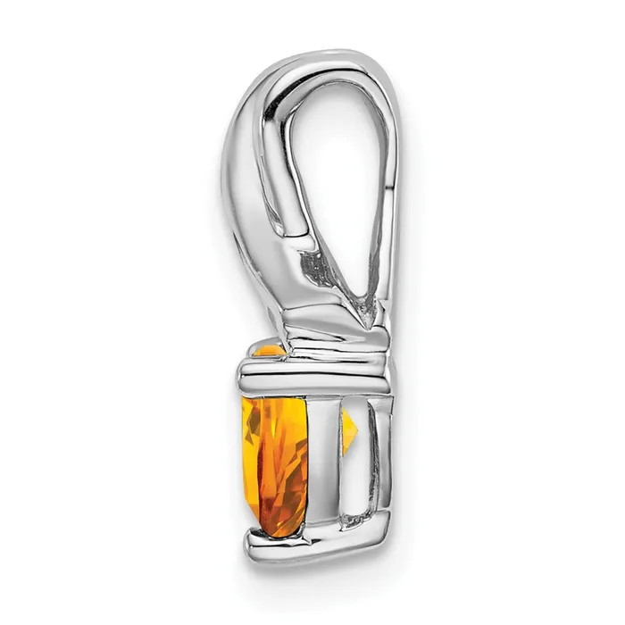 Necklaces Qgold 14k White Gold Trillion Citrine and Diamond Pendant 145 grams