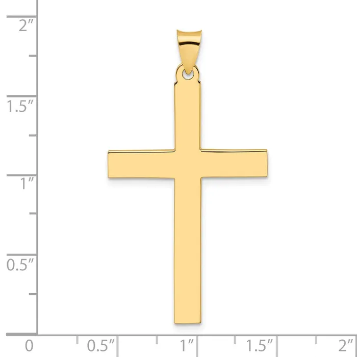 Necklaces Qgold 14k Yellow Gold 26 mm Polished Solid Cross Pendant 43 grams