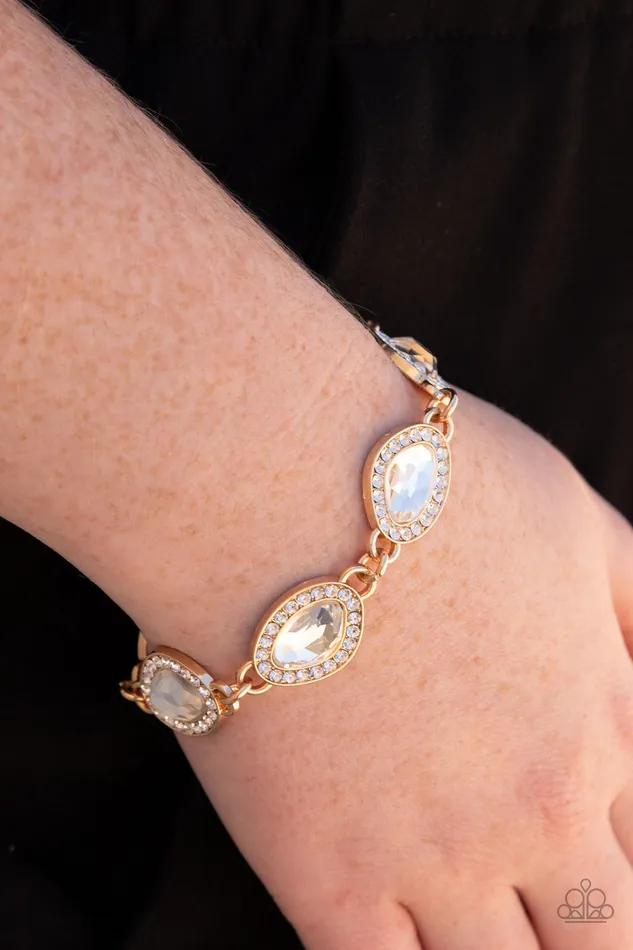 NextLevel Sparkle Gold White Gem Bracelet Paparazzi Paparazzi Accessories Bracelets