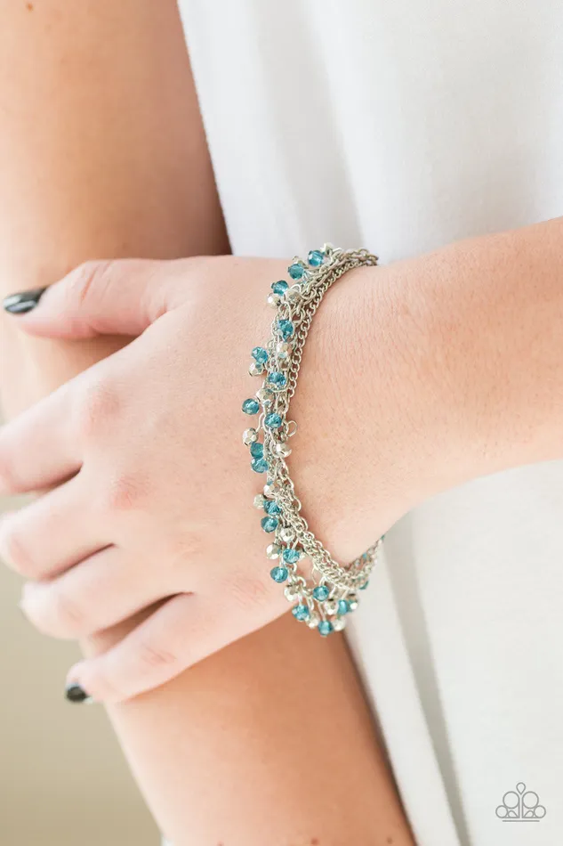 Paparazzi Accessories Bracelets Cash Confidence Blue Crystal Bead Silver Layered Bracelet Paparazzi