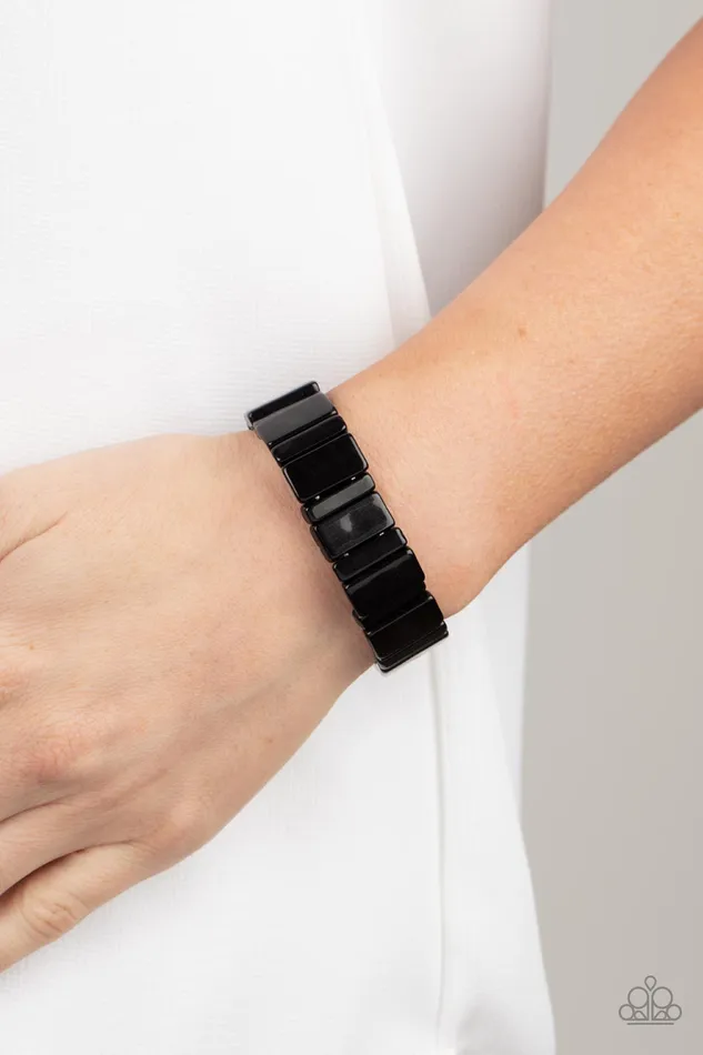 Paparazzi Accessories Bracelets In Plain SIGHTSEER Black Acrylic Stretchy Bracelet Paparazzi