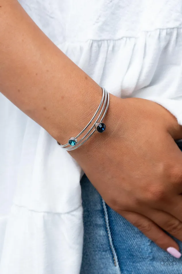 Paparazzi Accessories Bracelets Your PALACE or Mine Blue and Light Blue Rhinestone Silver Cuff Bracelet Paparazzi