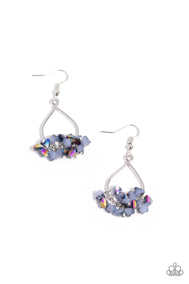 Paparazzi Accessories Earrings Charm of the Century Blue and Oil Spill Bead Silver Teardrop Earrings Paparazzi Paparazzi Accessories Earrings Charm of the Century Blue and Oil Spill Bead Silver Teardrop Earrings Paparazzi