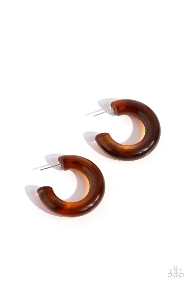 Paparazzi Accessories Earrings Glassy GAZE Brown Acrylic Hoop Earrings Paparazzi Paparazzi Accessories Earrings Glassy GAZE Brown Acrylic Hoop Earrings Paparazzi