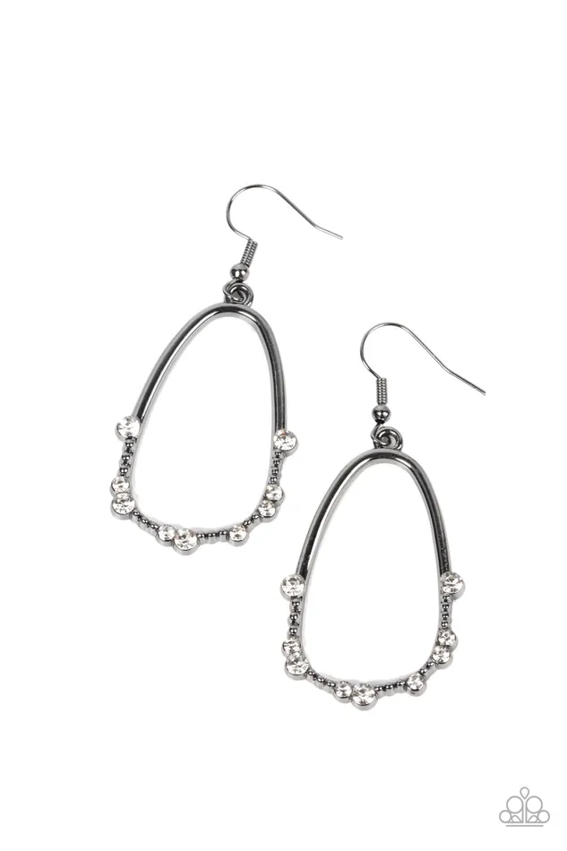 Paparazzi Accessories Earrings Ready Or YACHT Black Gunmetal Rhinestone Oval Earrings Paparazzi Paparazzi Accessories Earrings Ready Or YACHT Black Gunmetal Rhinestone Oval Earrings Paparazzi