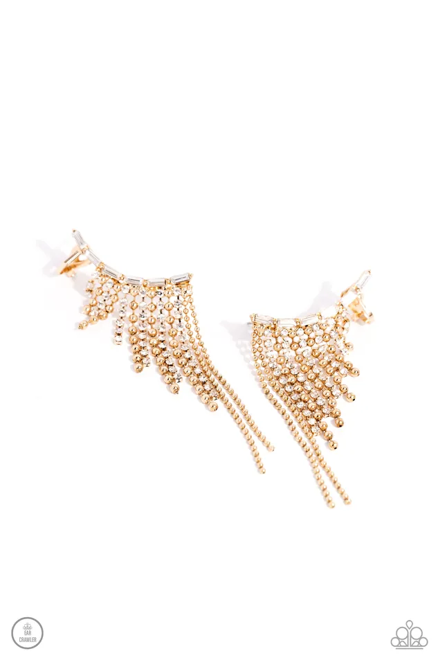 Paparazzi Accessories Earrings Tapered Tease Gold Rhinestone Fringe Ear Crawler Earrings Paparazzi Paparazzi Accessories Earrings Tapered Tease Gold Rhinestone Fringe Ear Crawler Earrings Paparazzi