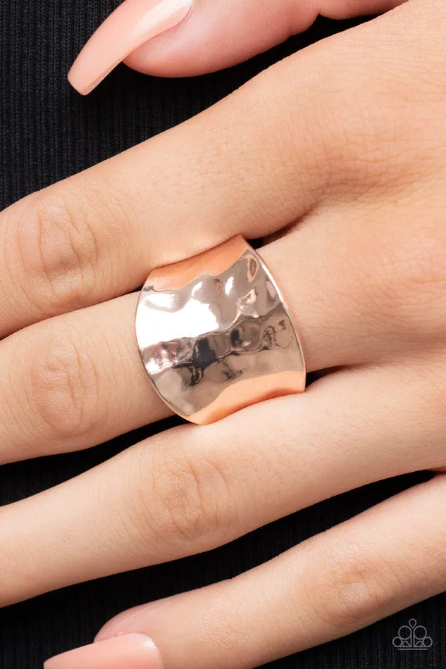 Paparazzi Accessories Rings Hammer Down Rose Gold Ring Paparazzi