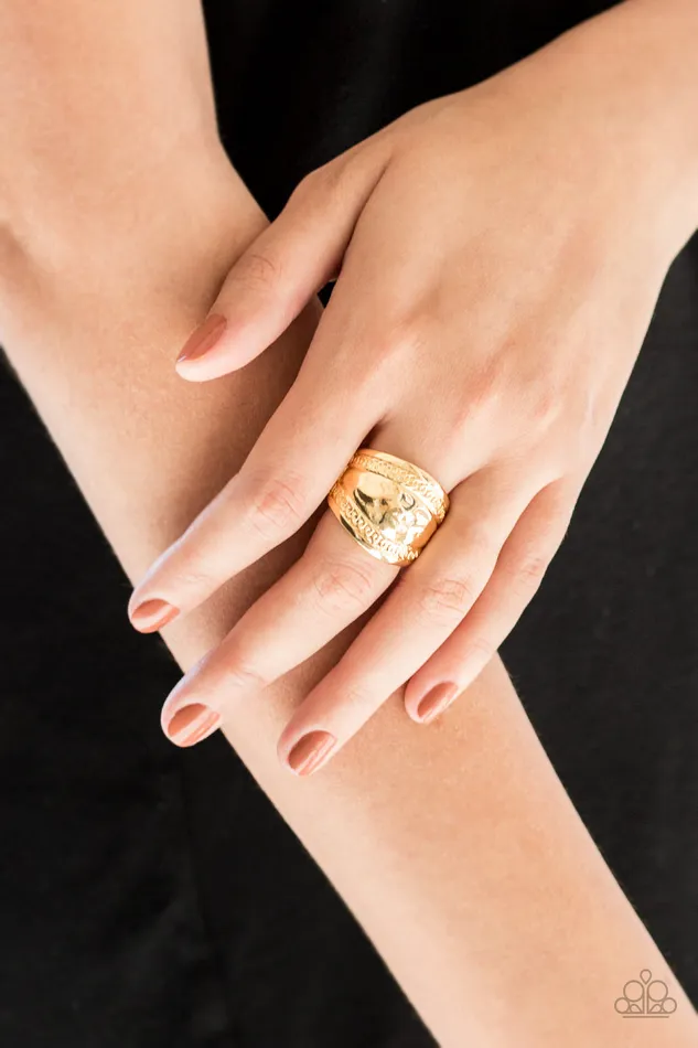Paparazzi Accessories Rings Sunset Groove Paparazzi Gold Hammered Band Ring