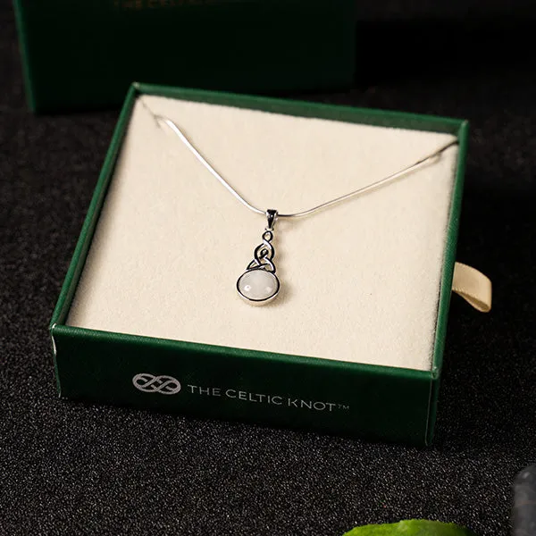 PreStyled Sets Celtic Knot Jewellery Celtic Mother 18K White Gold Moonstone Pendant