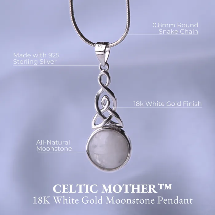 PreStyled Sets Celtic Knot Jewellery Celtic Mother 18K White Gold Moonstone Pendant