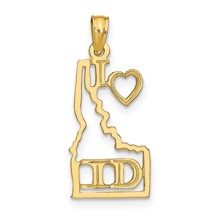 PreStyled Sets Qgold 14k Yellow Gold 10 mm Solid Idaho State Pendant 064 grams