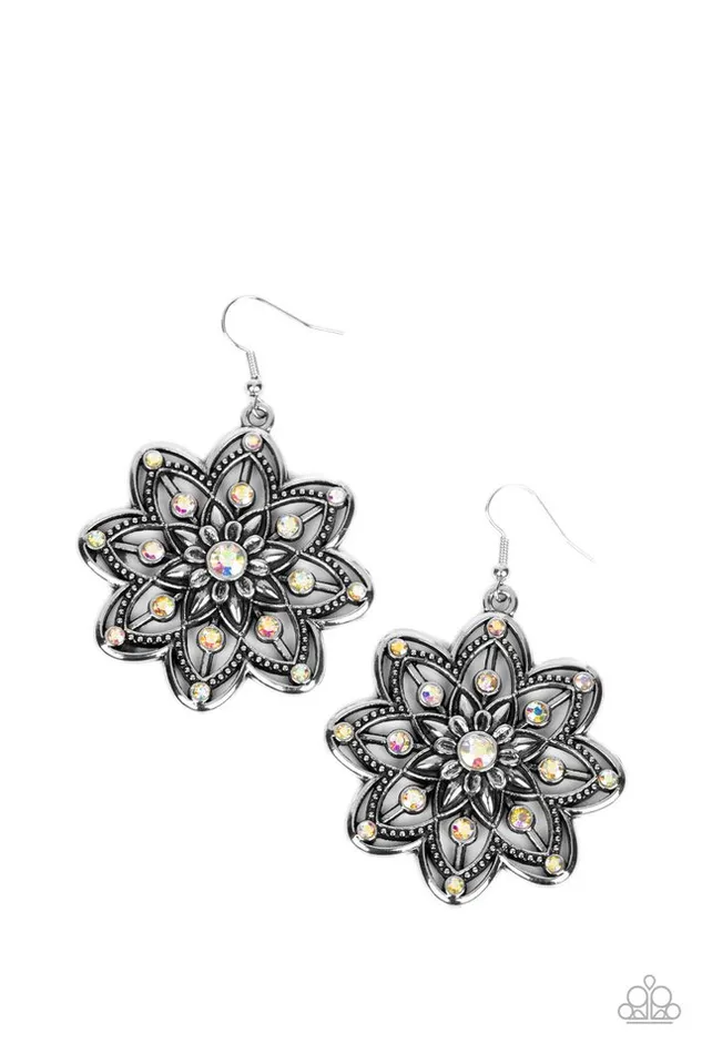 Prismatic Perennial Multi Iridescent Rhinestone Silver Flower Earrings Paparazzi Paparazzi Accessories Earrings Prismatic Perennial Multi Iridescent Rhinestone Silver Flower Earrings Paparazzi Paparazzi Accessories Earrings