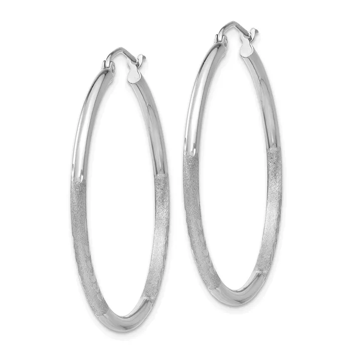 Qgold 10k White Gold 2 mm Round Hoop Earrings 171 grams Earrings