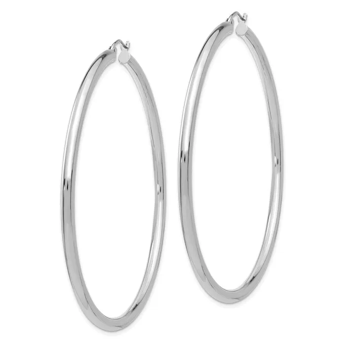 Qgold 10k White Gold 6632 mm Tube Hoop Earrings 534 grams Earrings