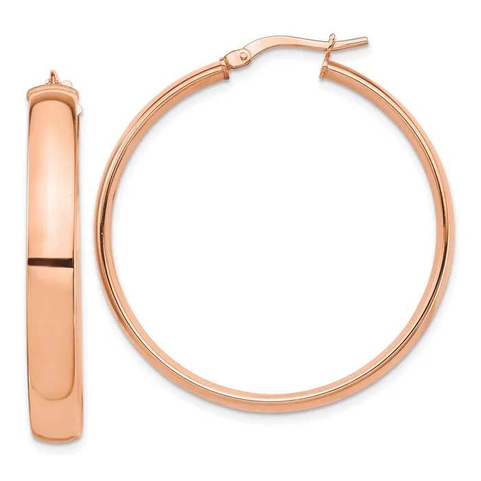 Qgold 14k Rose Gold 3265 mm Hoop Earrings 358 grams Earrings