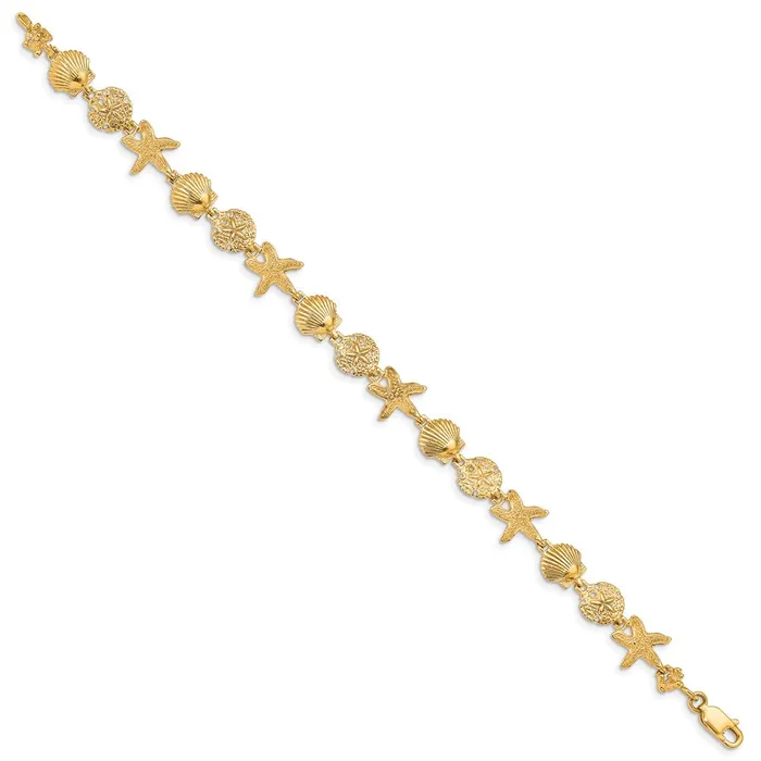 Qgold Bracelets 14k Yellow Gold 10 mm Seashell Theme Bracelet 748 grams Qgold Bracelets 14k Yellow Gold 10 mm Seashell Theme Bracelet 748 grams