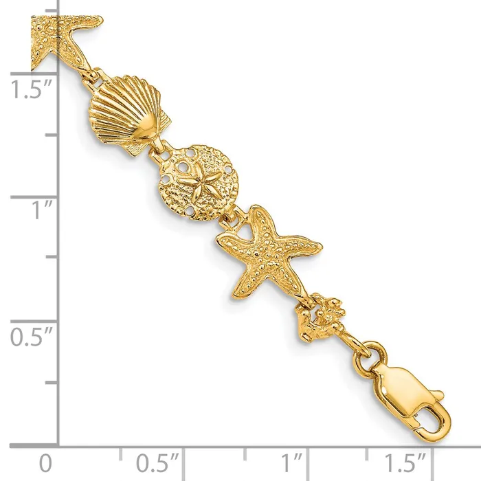 Qgold Bracelets 14k Yellow Gold 10 mm Seashell Theme Bracelet 748 grams Qgold Bracelets 14k Yellow Gold 10 mm Seashell Theme Bracelet 748 grams