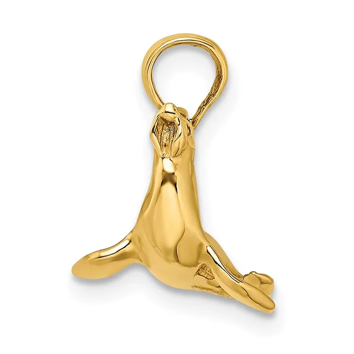 Qgold Charm Necklaces 14k Yellow Gold 149 mm 3D Polished Seal Charm 234 grams