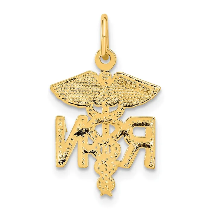 Qgold Charm Necklaces 14k Yellow Gold 15 mm RN Nurse Charm 104 grams Qgold Charm Necklaces 14k Yellow Gold 15 mm RN Nurse Charm 104 grams