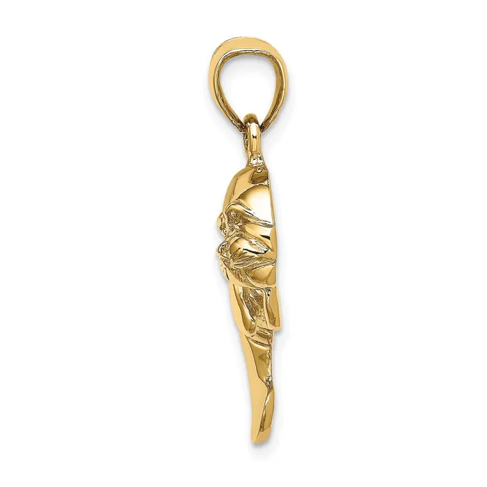 Qgold Charm Necklaces 14k Yellow Gold 178 mm 2D Polished Manatee Charm 406 grams