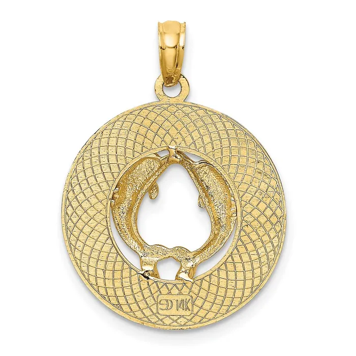 Qgold Charm Necklaces 14k Yellow Gold 192 mm SAINT AUGUSTINE wDolphins Circle Charm 204 grams