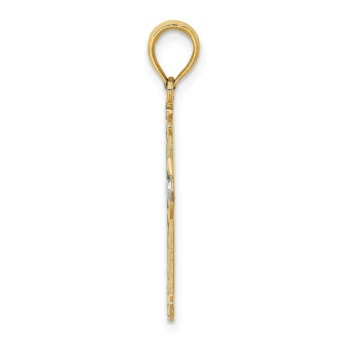 Qgold Charm Necklaces 14k Yellow Rhodium 15 mm DC Cross Charm 075 grams