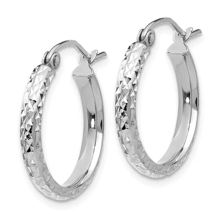 Qgold Earrings 14k White Gold 28 mm Hollow Hoop Earrings 129 grams